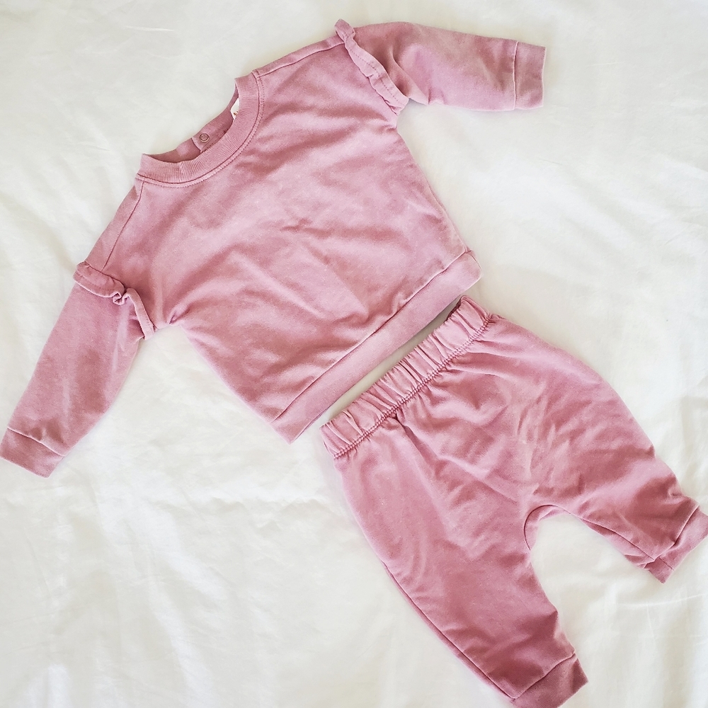 Cat & Jack Purple Distressed Sweat Suit 0-3 Month Baby Girl
